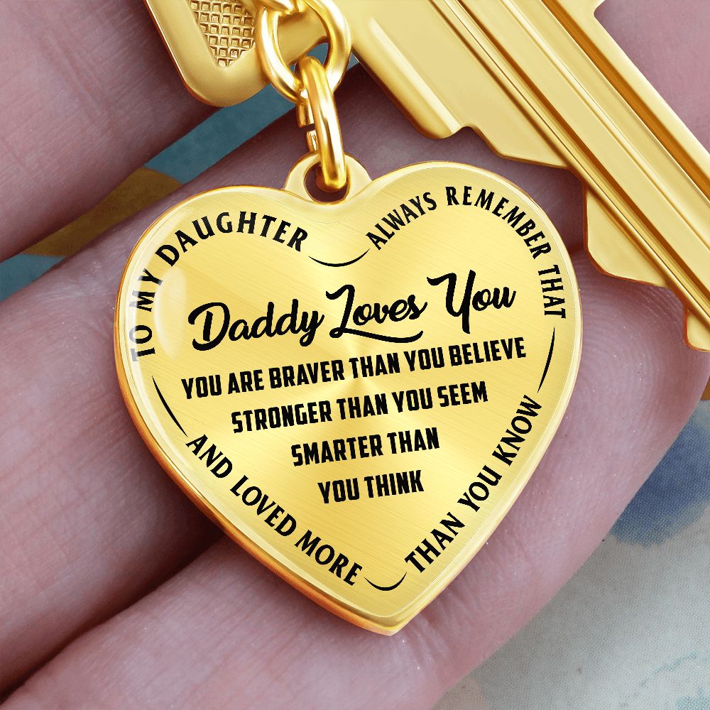 Daddy Loves You - Heart Keychain